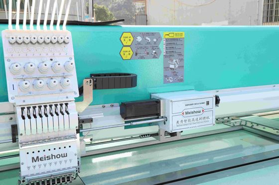 Máquina de bordado plana computadorizada comercial 9 agulhas máquina de bordado 10 cabeça 1200RPM