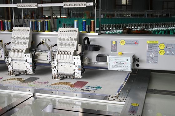Máquina de bordado de lenços de couro duplo de alta velocidade 6 cabeças Máquina de bordado industrial